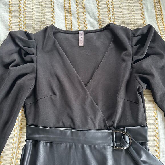 Find Me Plus Women’s Black Long-Sleeve Faux Leather Bodycon Style Dress Size XL - Picture 3 of 9